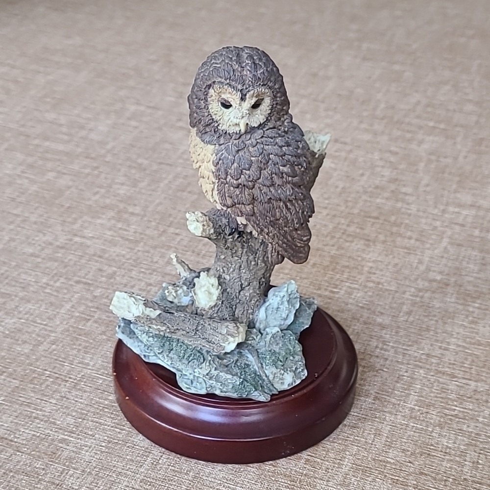 Cherison Spirit of the North Owl Figurine on Wooden Base